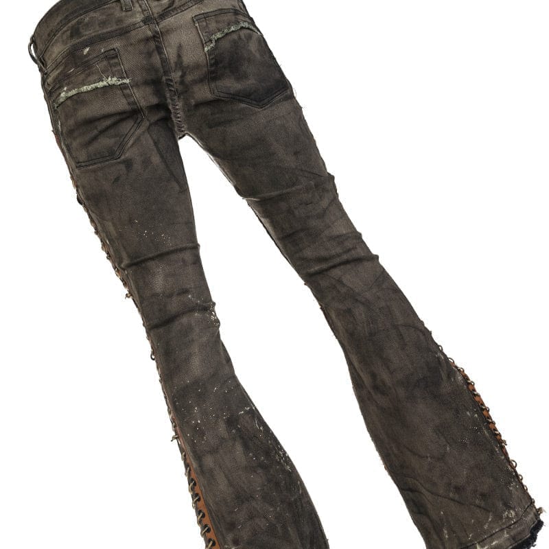 Custom Chop Shop Pants Wornstar Custom Jeans - Brown Leather Patchwork