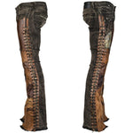 Custom Chop Shop Pants Wornstar Custom Jeans - Brown Leather Patchwork