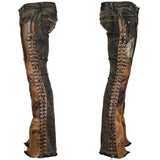 Custom Chop Shop Pants Wornstar Custom Jeans - Brown Leather Patchwork