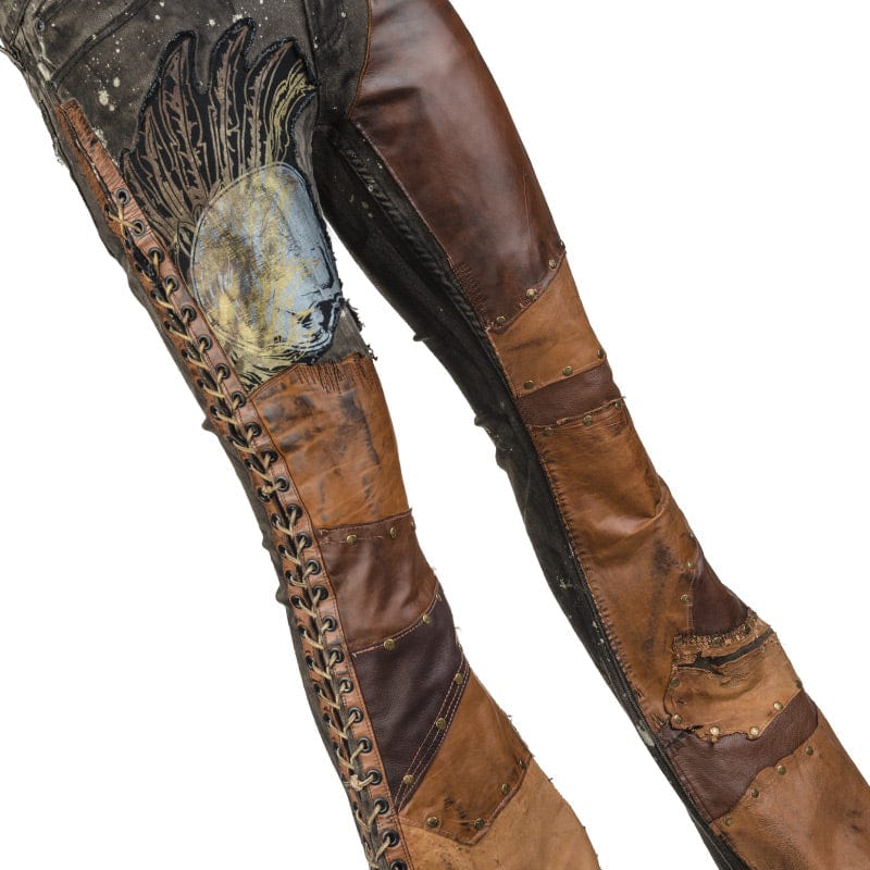 Custom Chop Shop Pants Wornstar Custom Jeans - Brown Leather Patchwork