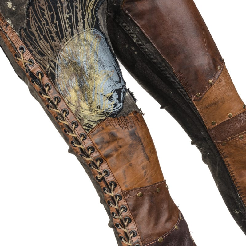 Custom Chop Shop Pants Wornstar Custom Jeans - Brown Leather Patchwork