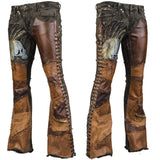 Custom Chop Shop Pants Wornstar Custom Jeans - Brown Leather Patchwork