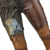 Custom Chop Shop Pants Wornstar Custom Jeans - Brown Leather Patchwork