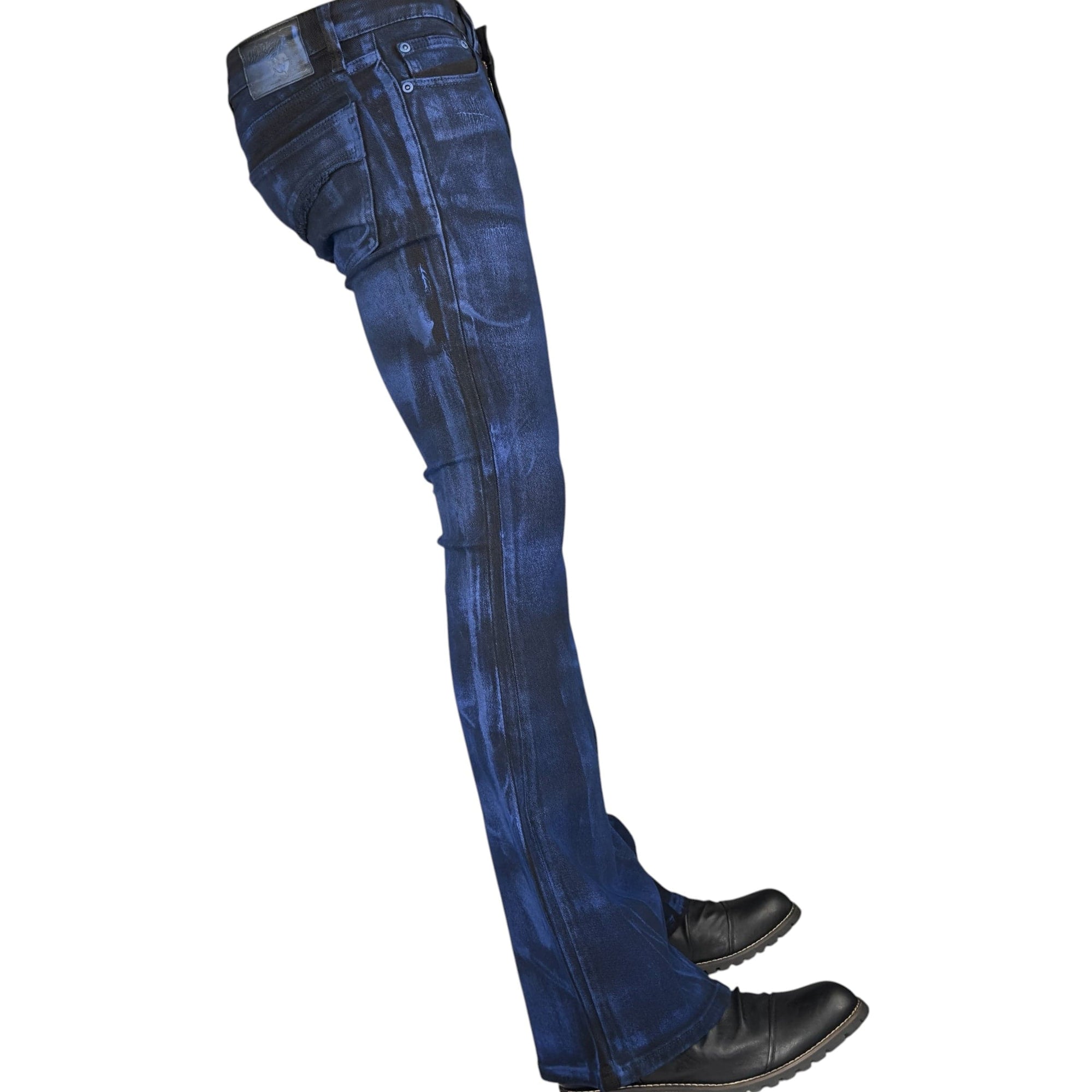 Custom Chop Shop Pants Wornstar Custom Jeans - Cobalt Blue Alloy Washed Flare