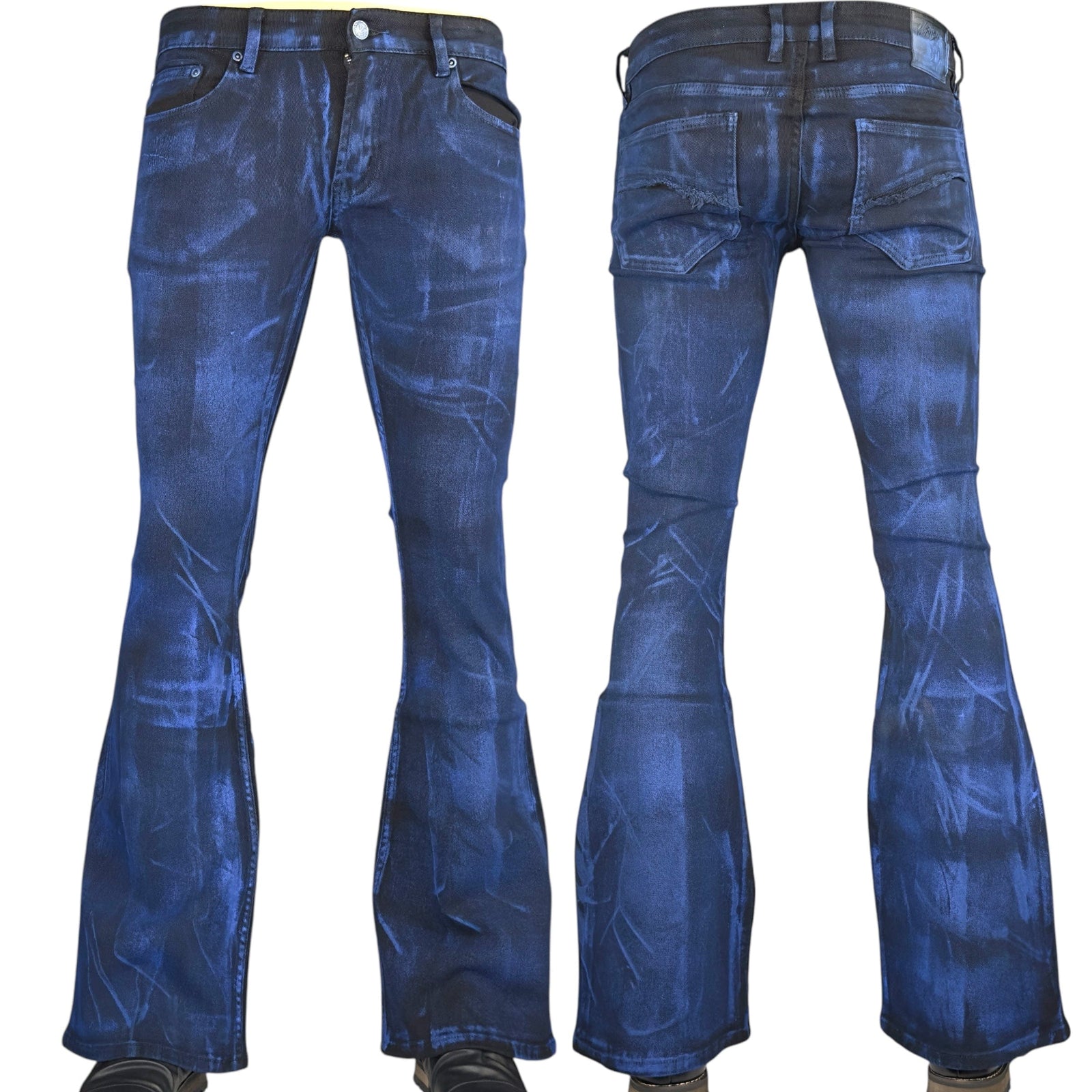 Custom Chop Shop Pants Wornstar Custom Jeans - Cobalt Blue Alloy Washed Flare