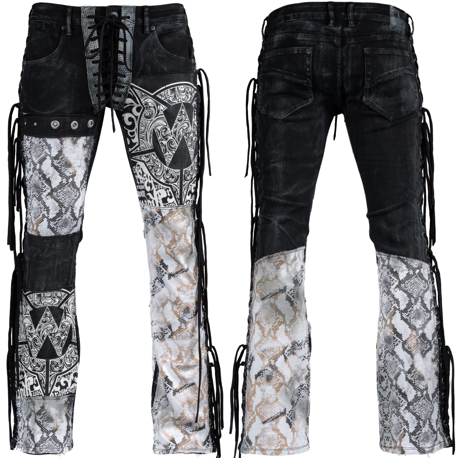 Custom Chop Shop Pants Wornstar Custom Jeans - Customized Ivory Python - Ready to Ship