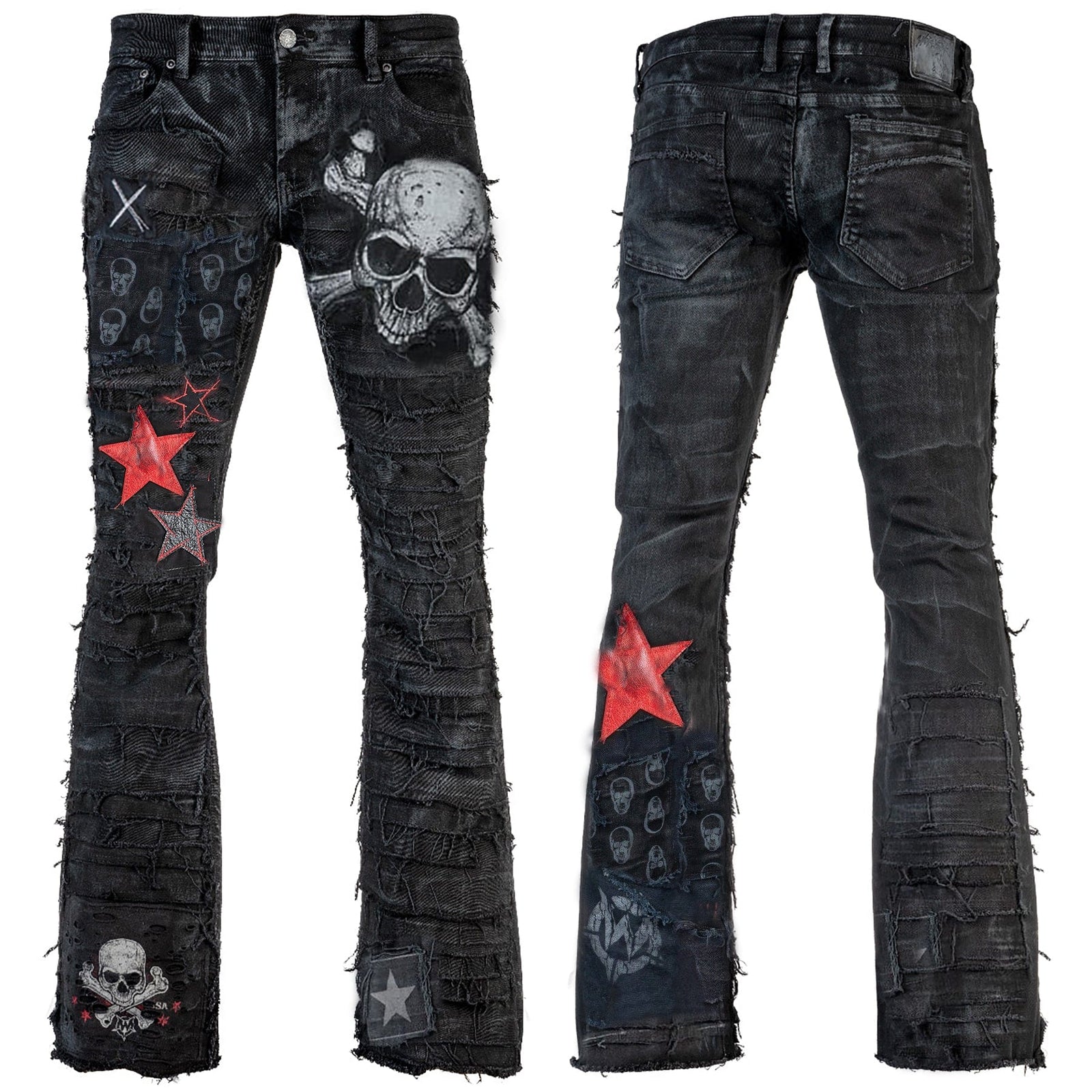 Custom Chop Shop Pants Wornstar Custom Jeans - Dark Side - Patchwork