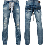 Custom Chop Shop Pants Wornstar Custom Jeans - Distressed Blue - Ready to ship - Size 34x33