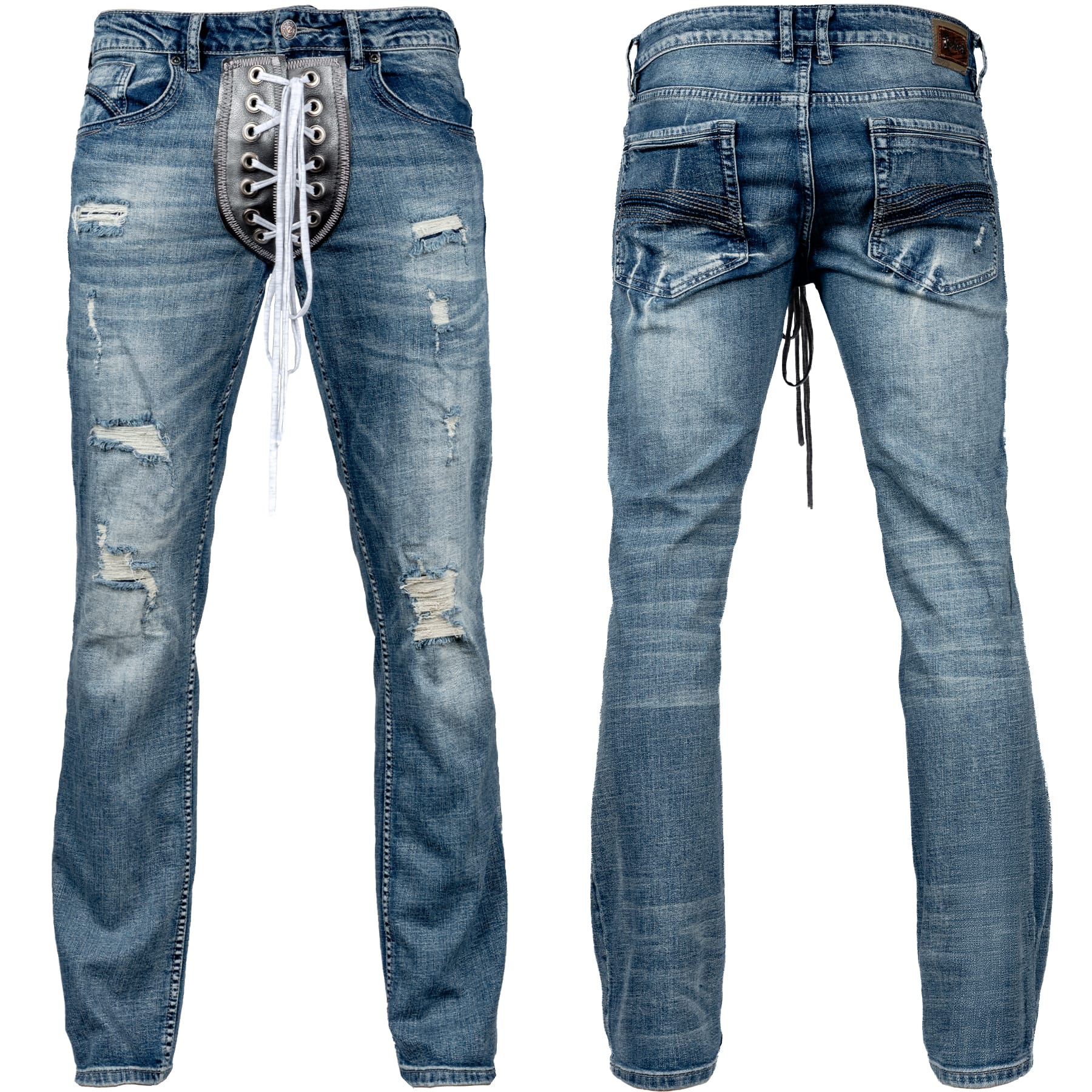Custom Chop Shop Pants Wornstar Custom Jeans - Distressed Blue - Ready to ship - Size 34x33