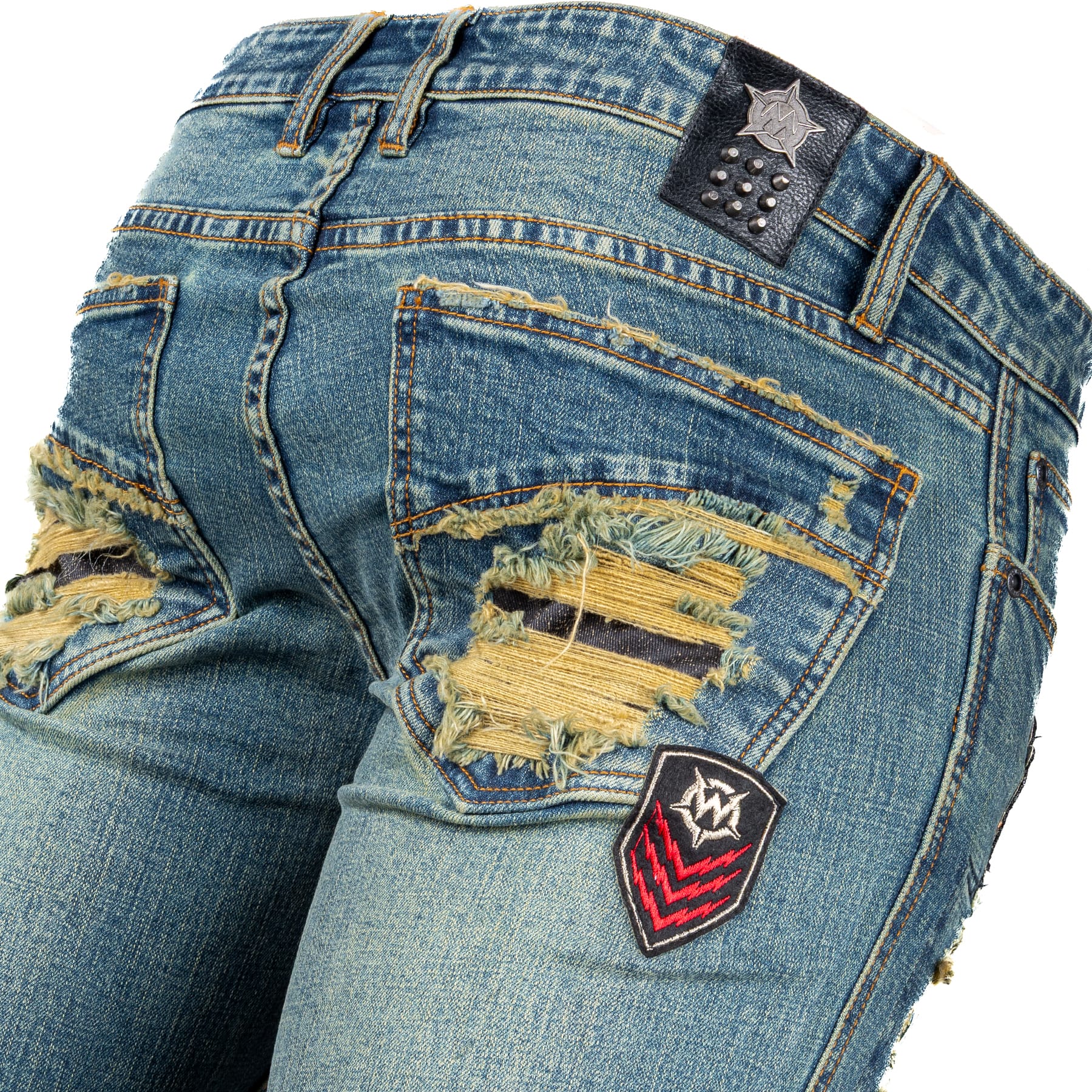 Custom Chop Shop Pants Wornstar Custom Jeans - Diurne - Black Patchwork - Ready to Ship - Size 33x32