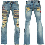 Custom Chop Shop Pants Wornstar Custom Jeans - Diurne - Black Patchwork - Ready to Ship - Size 33x32