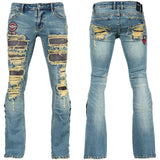 Custom Chop Shop Pants Wornstar Custom Jeans - Diurne - Black Patchwork - Ready to Ship - Size 33x32