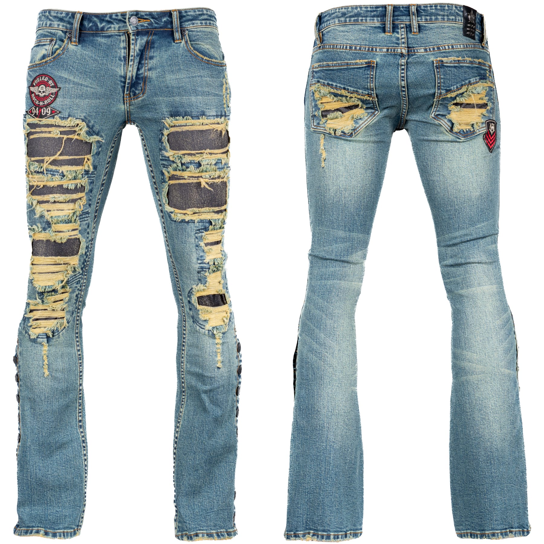 Custom Chop Shop Pants Wornstar Custom Jeans - Diurne - Black Patchwork - Ready to Ship - Size 33x32
