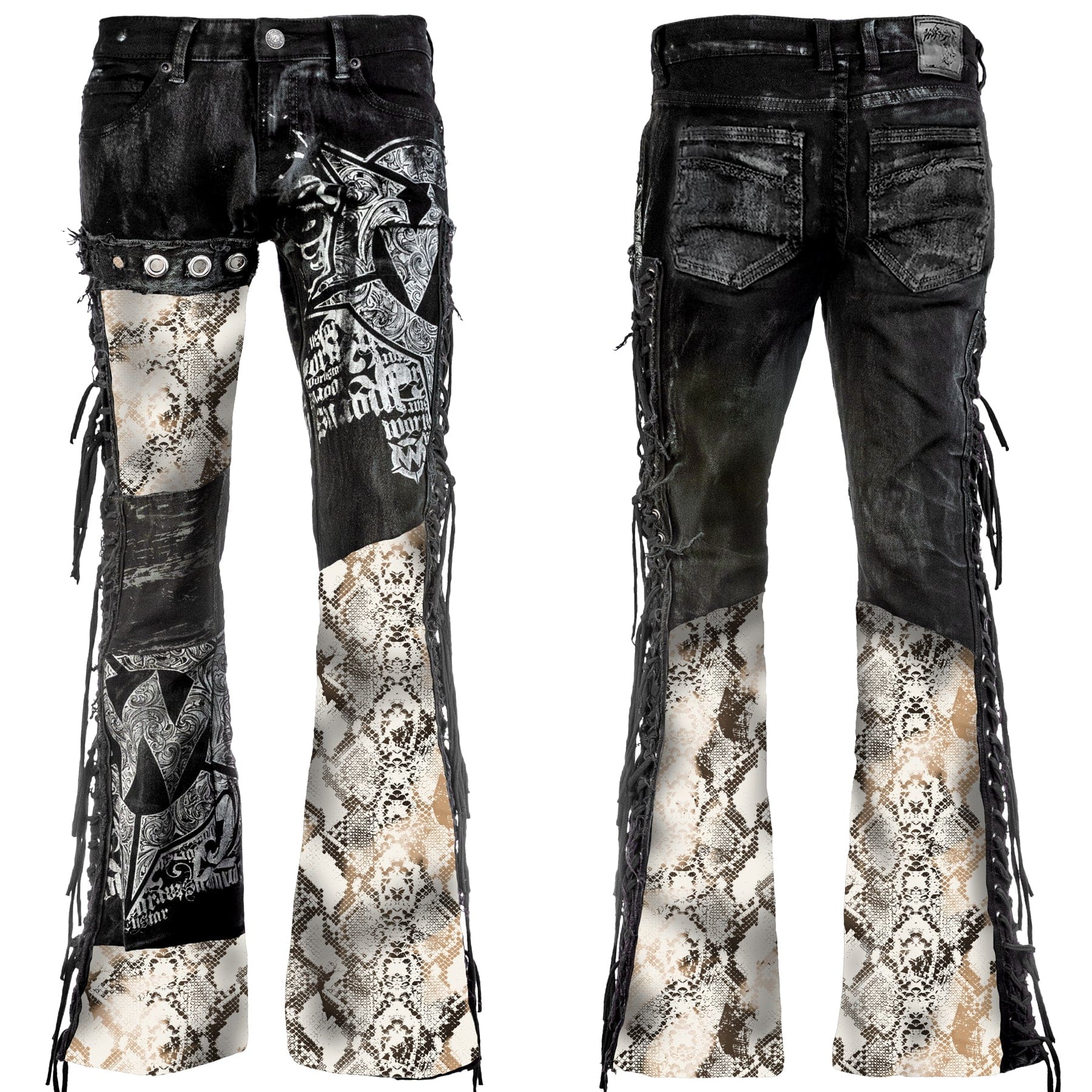 Custom Chop Shop Pants Wornstar Custom Jeans - Ivory Python