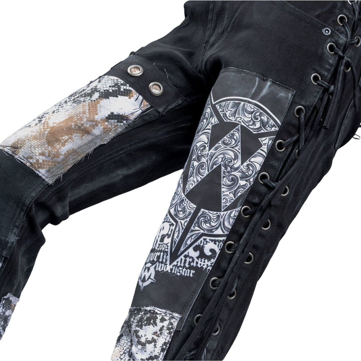 Custom Chop Shop Pants Wornstar Custom Jeans - Ivory Python - Ready to Ship - Size 30x32