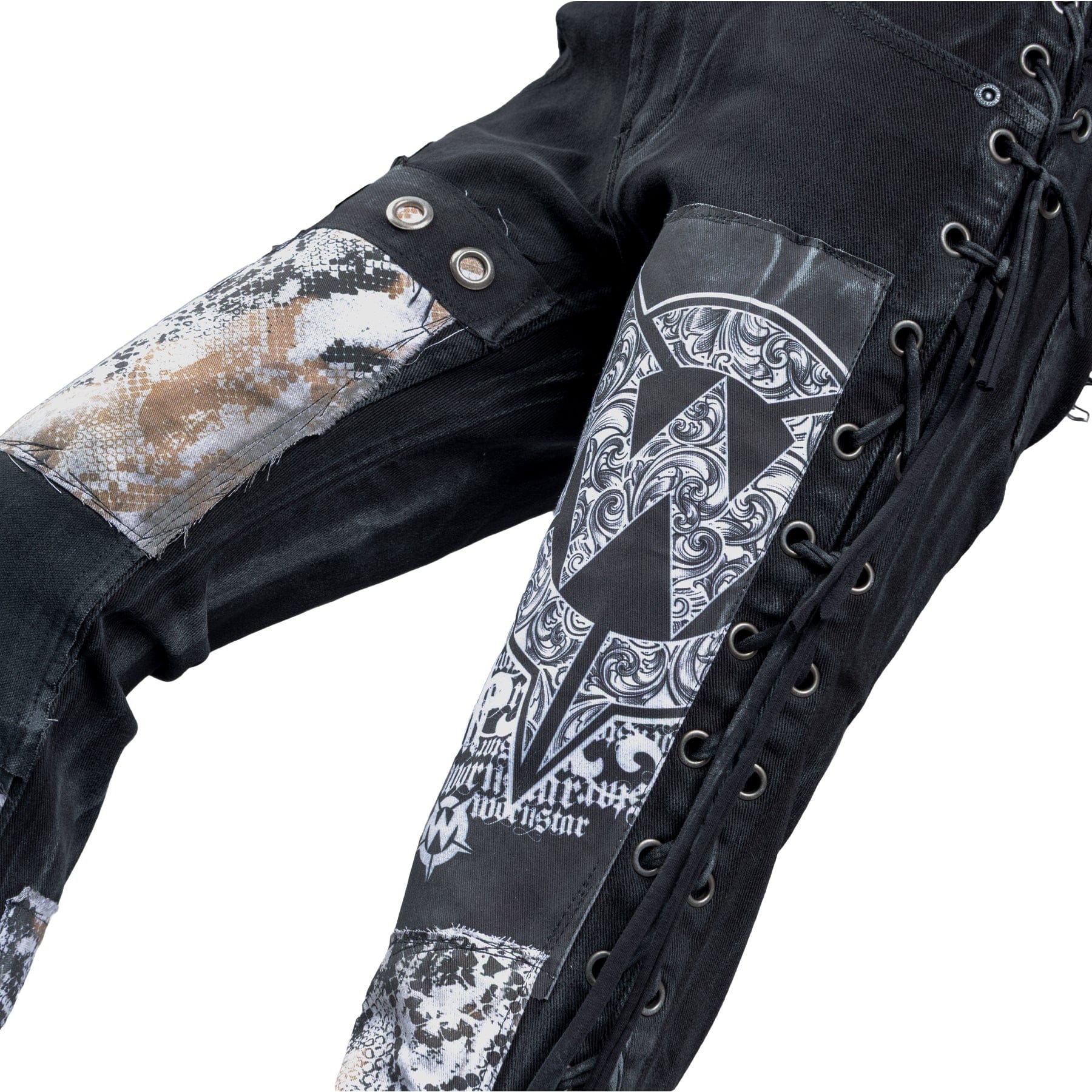 Custom Chop Shop Pants Wornstar Custom Jeans - Ivory Python - Ready to Ship - Size 30x32