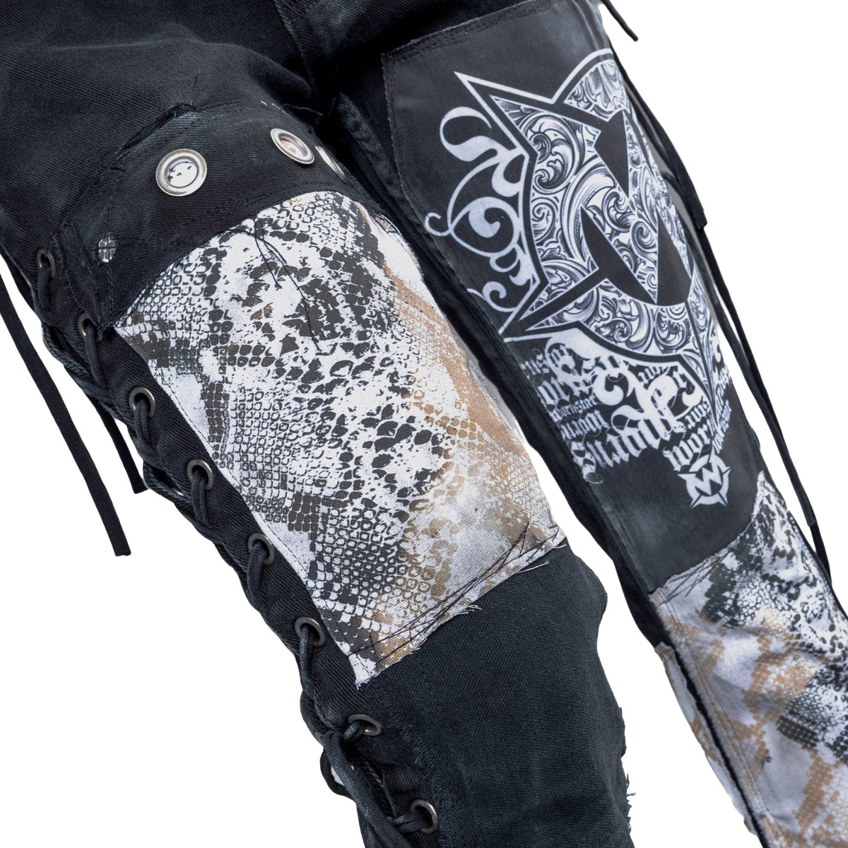 Custom Chop Shop Pants Wornstar Custom Jeans - Ivory Python - Ready to Ship - Size 30x32