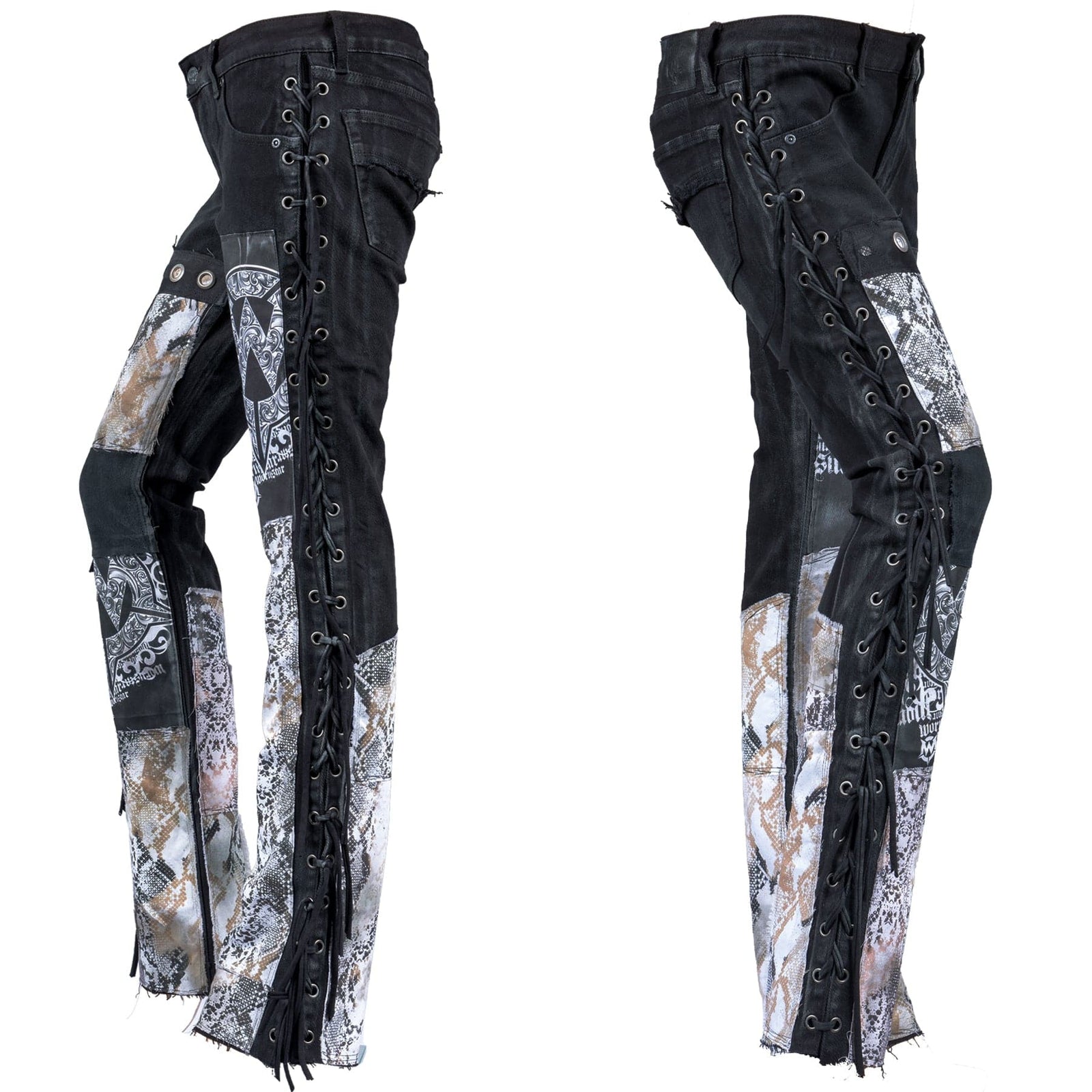 Custom Chop Shop Pants Wornstar Custom Jeans - Ivory Python - Ready to Ship - Size 30x32