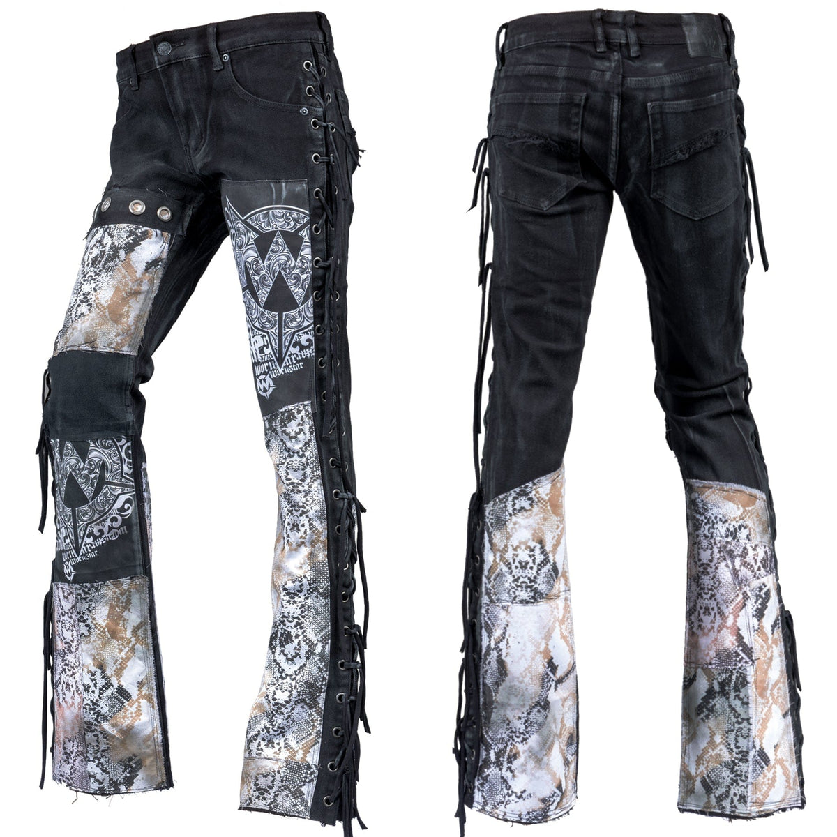 Custom Chop Shop Pants Wornstar Custom Jeans - Ivory Python - Ready to Ship - Size 30x32