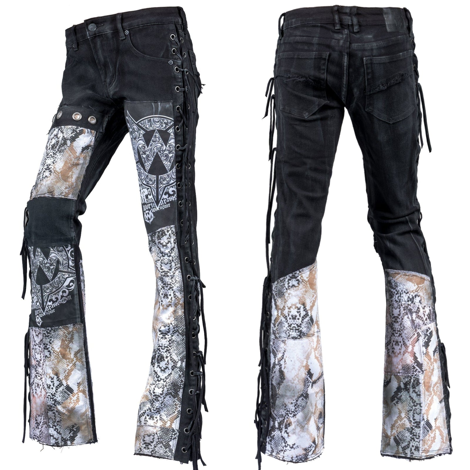 Custom Chop Shop Pants Wornstar Custom Jeans - Ivory Python - Ready to Ship - Size 30x32