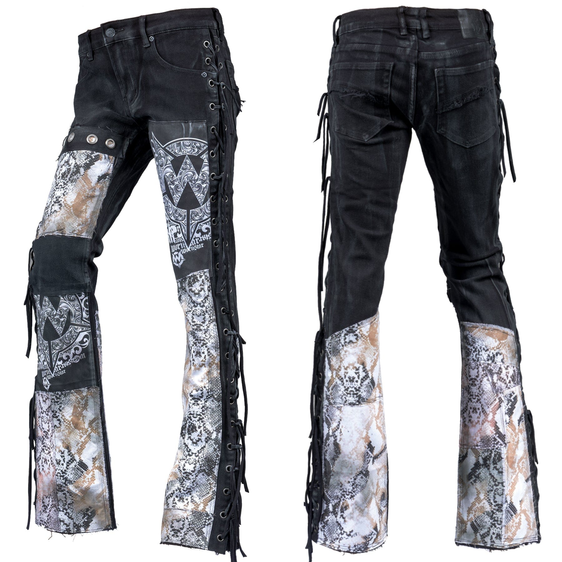 Custom Chop Shop Pants Wornstar Custom Jeans - Ivory Python - Ready to Ship - Size 30x32