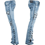 Custom Chop Shop Pants Wornstar Custom Jeans - Leather Star Patchwork - Ready to Ship