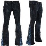 Custom Chop Shop Pants Wornstar Custom Jeans - Leopard- Blue - Flare