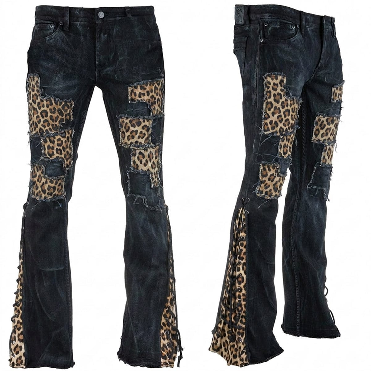 Custom Chop Shop Pants Wornstar Custom Jeans - Leopard - Flare