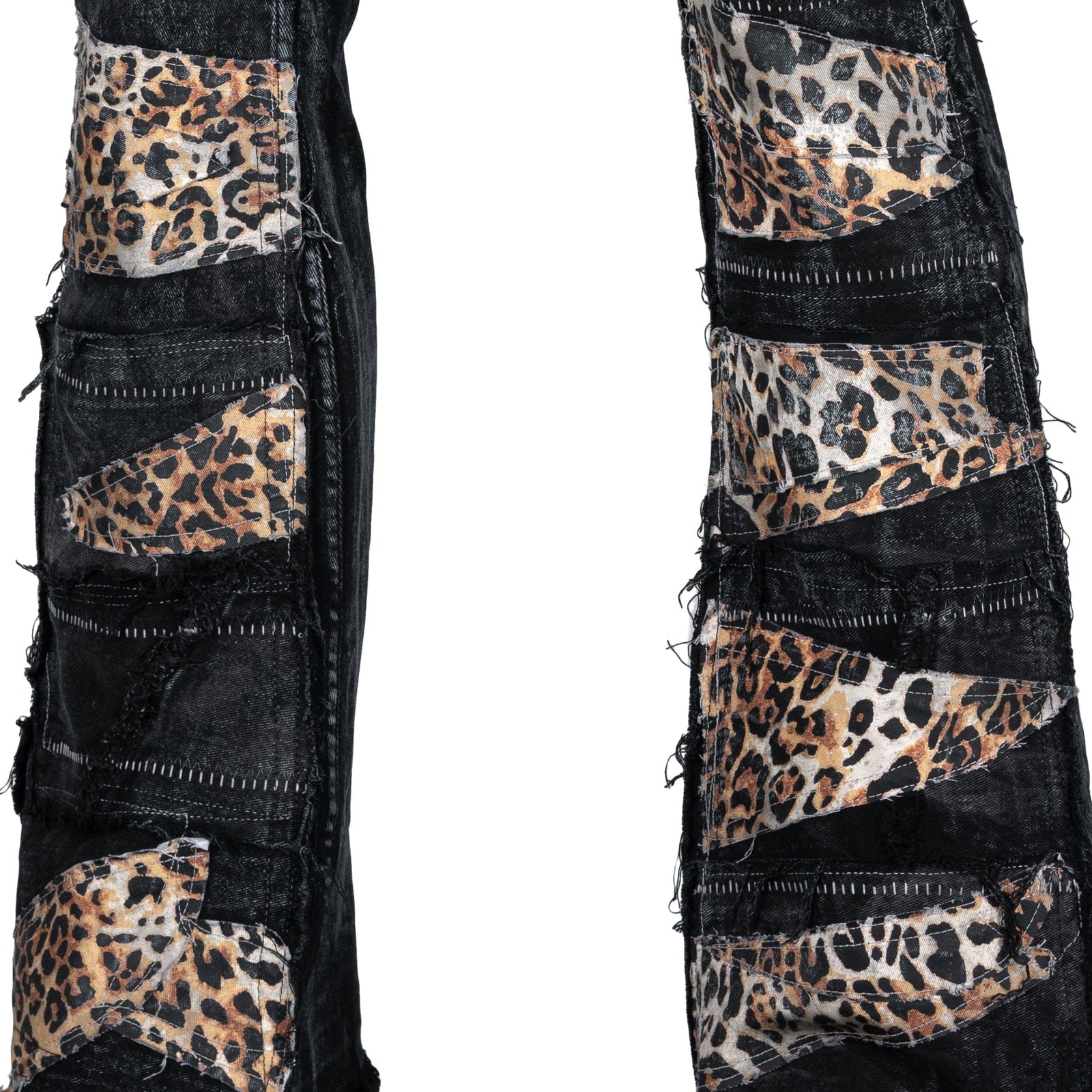 Custom Chop Shop Pants Wornstar Custom Jeans - Leopard Patchwork