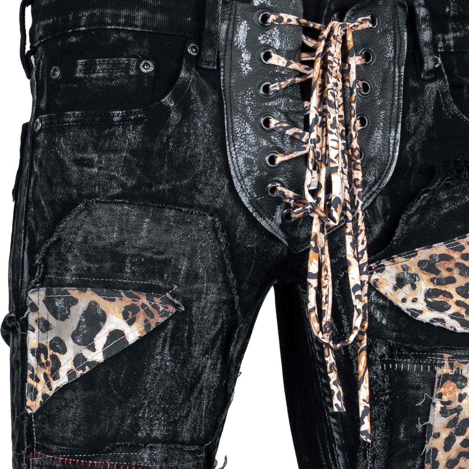 Custom Chop Shop Pants Wornstar Custom Jeans - Leopard Patchwork