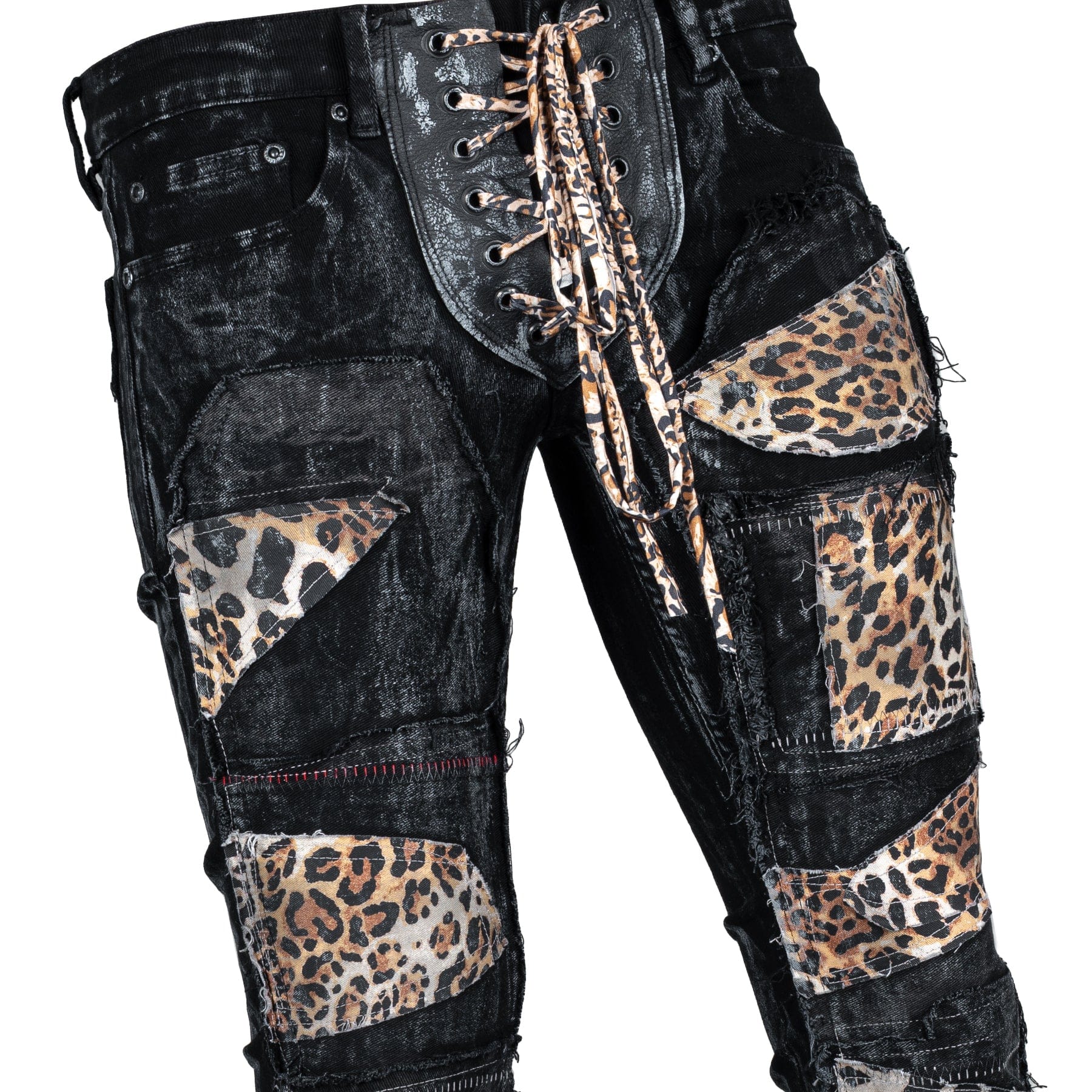 Custom Chop Shop Pants Wornstar Custom Jeans - Leopard Patchwork