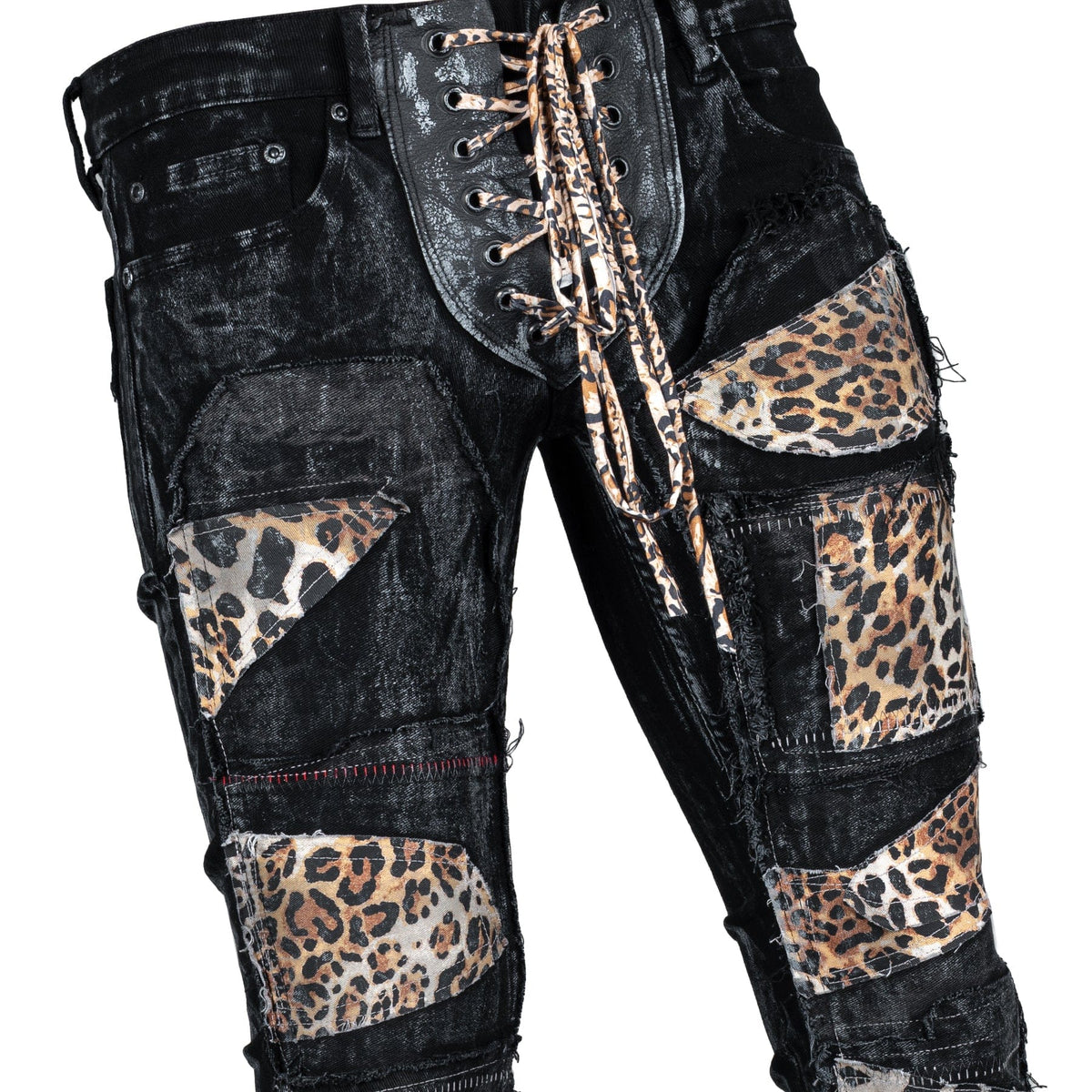 Custom Chop Shop Pants Wornstar Custom Jeans - Leopard Patchwork