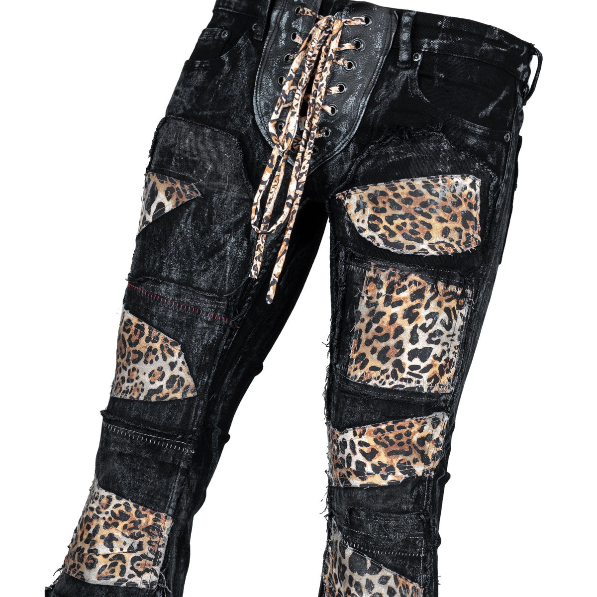 Custom Chop Shop Pants Wornstar Custom Jeans - Leopard Patchwork