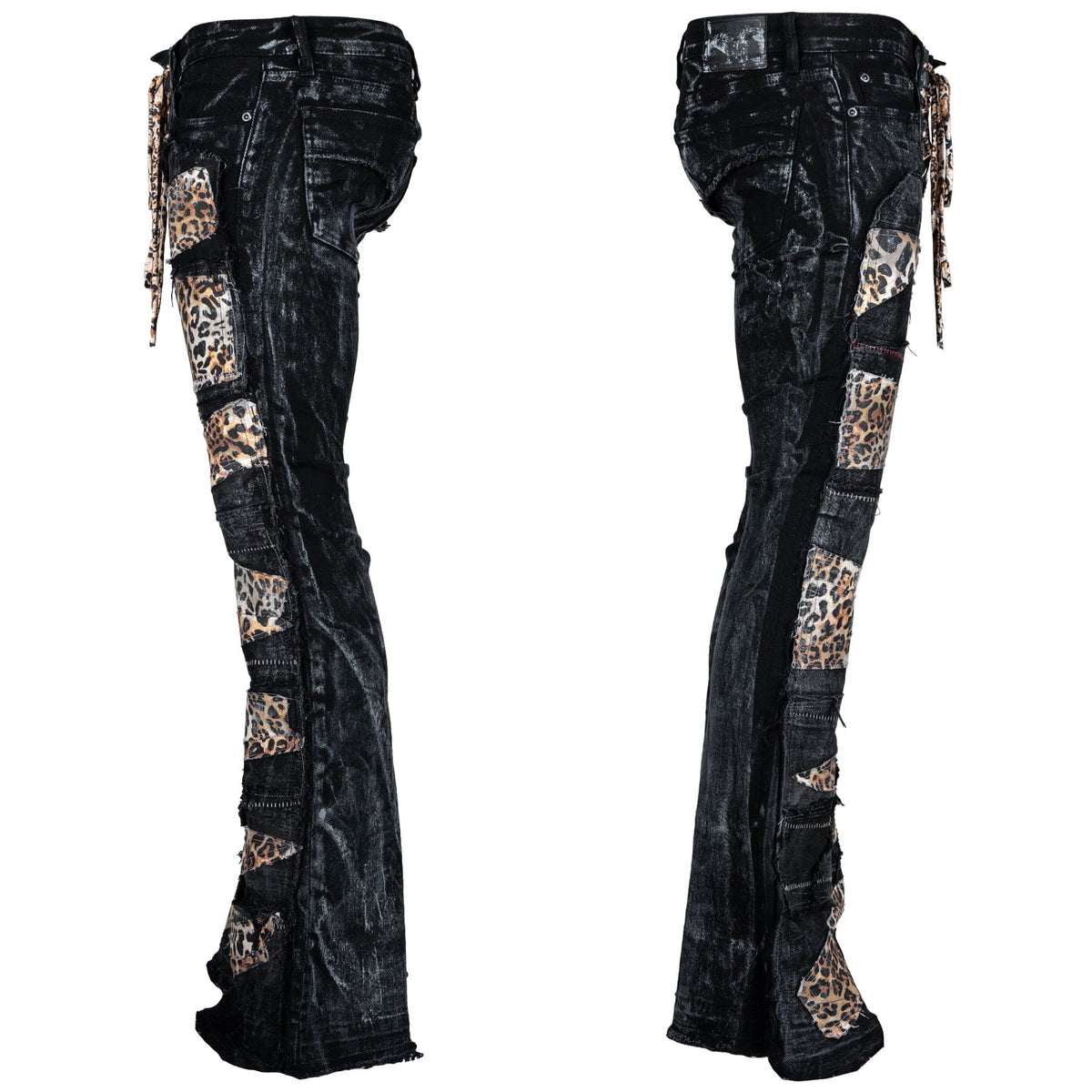 Custom Chop Shop Pants Wornstar Custom Jeans - Leopard Patchwork