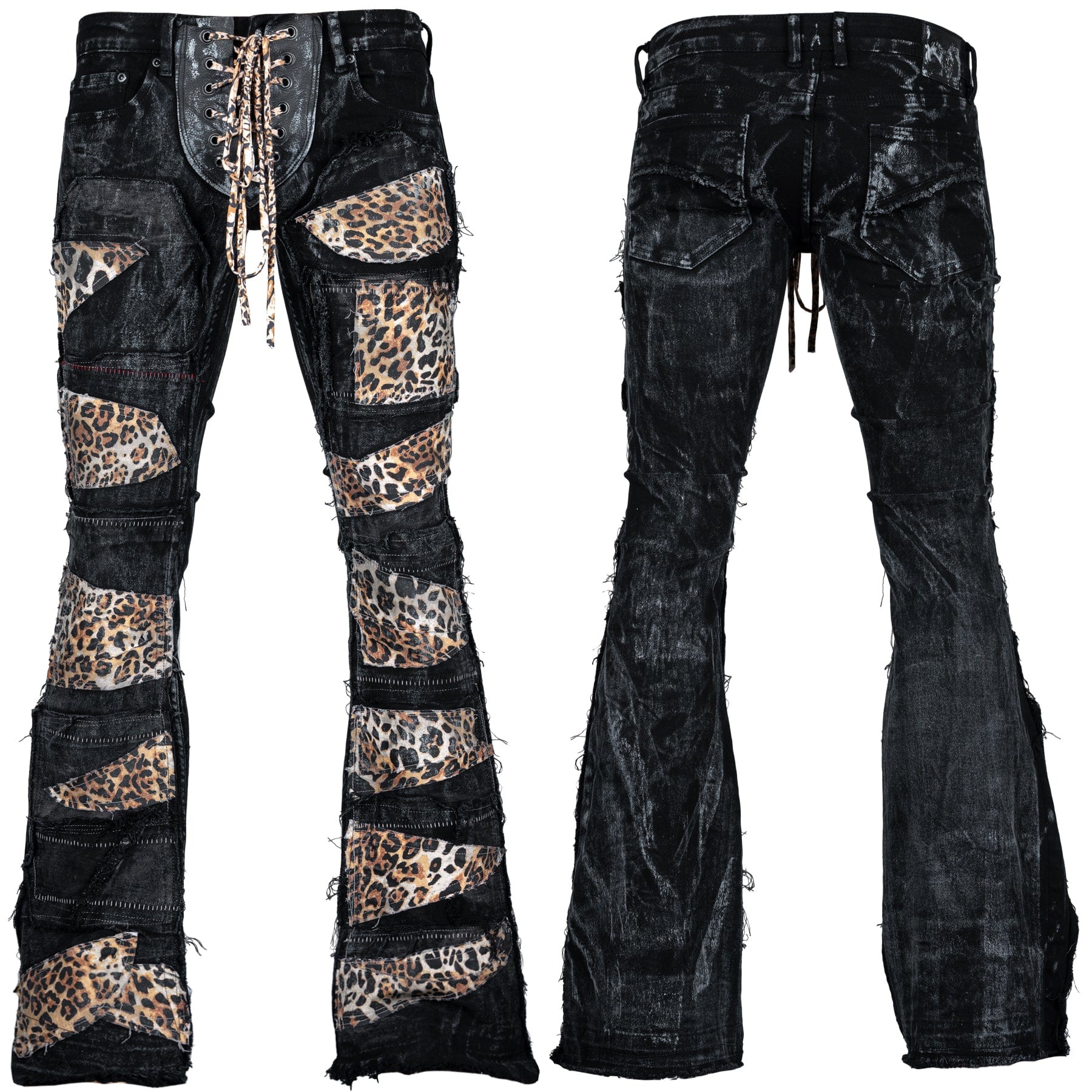 Custom Chop Shop Pants Wornstar Custom Jeans - Leopard Patchwork