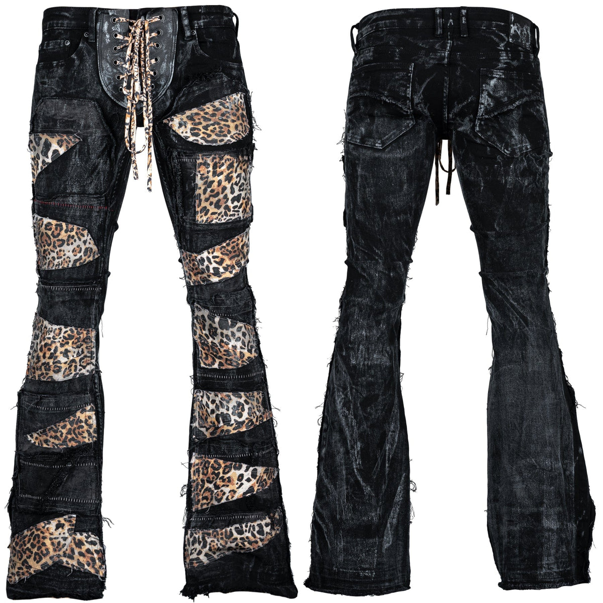 Custom Chop Shop Pants Wornstar Custom Jeans - Leopard Patchwork