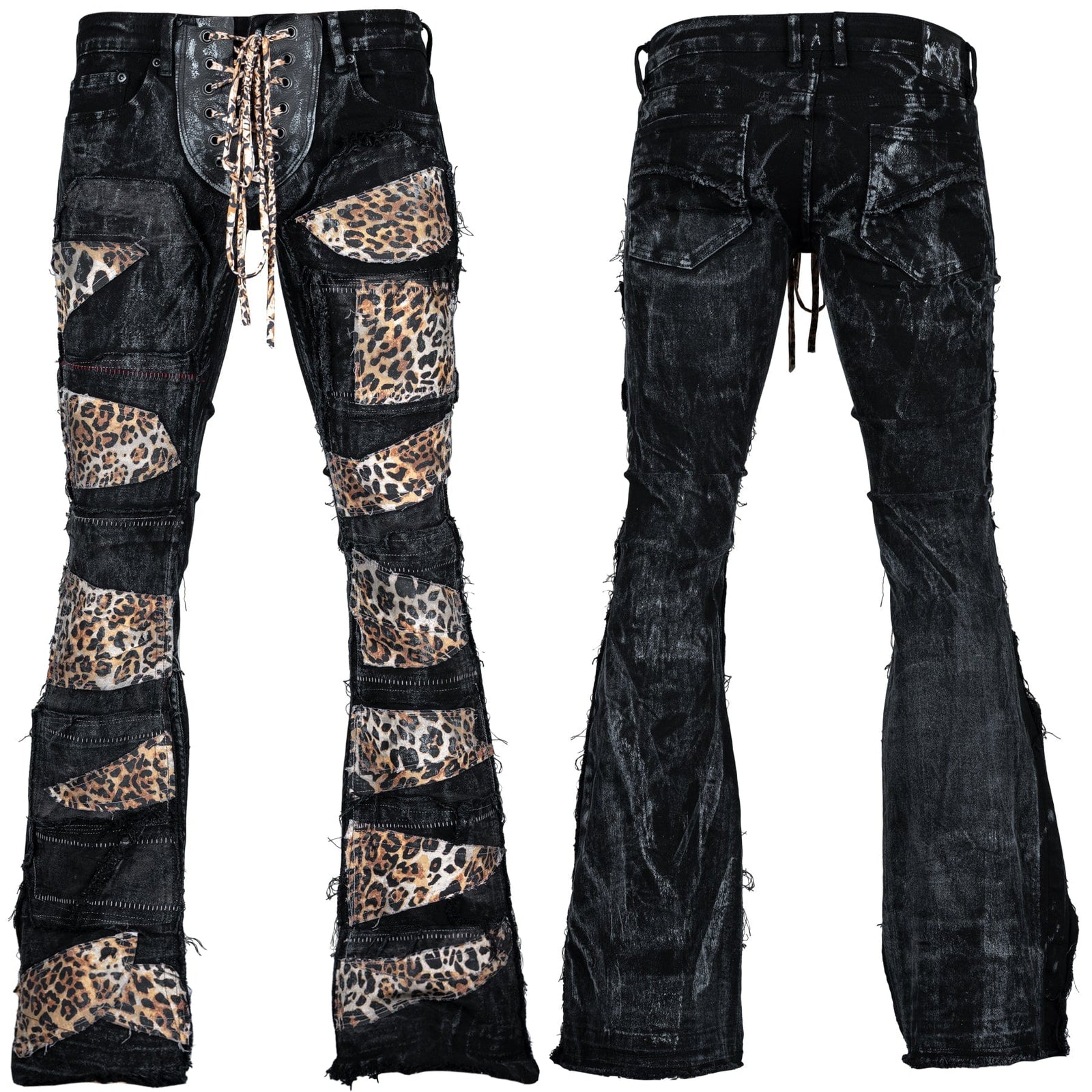 Custom Chop Shop Pants Wornstar Custom Jeans - Leopard Patchwork