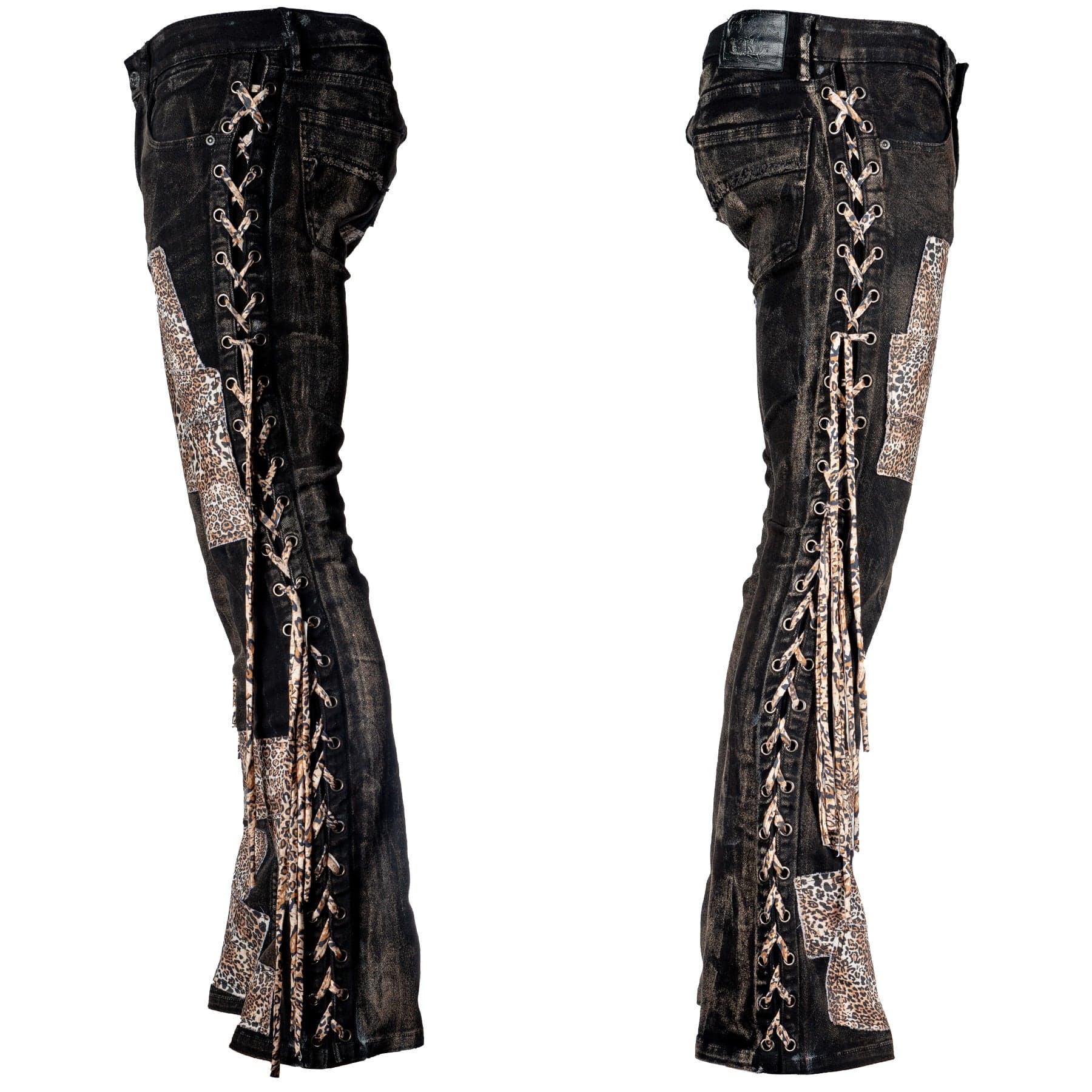 Custom Chop Shop Pants Wornstar Custom Jeans - Leopard patchwork - Ready to ship - Size 32x34