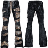 Custom Chop Shop Pants Wornstar Custom Jeans - Leopard Patchwork - Ready to ship - Size 32x34 Flare