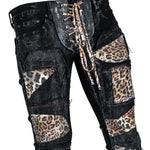 Custom Chop Shop Pants Wornstar Custom Jeans - Leopard Patchwork - Ready to ship - Size 32x34 Flare