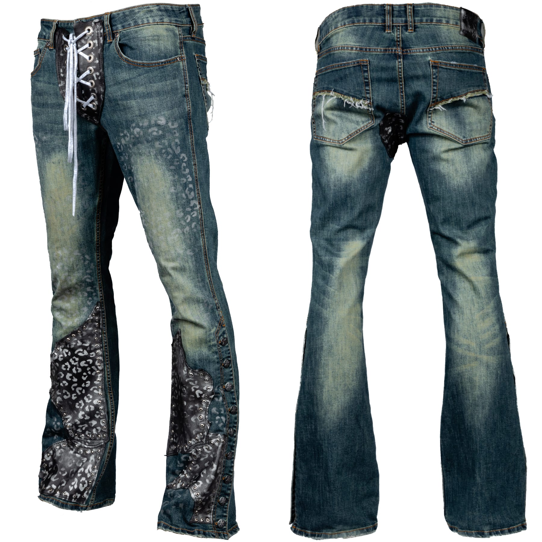 Custom Chop Shop Pants Wornstar Custom Jeans - Leopard Print - Ready to ship - Size 36x34