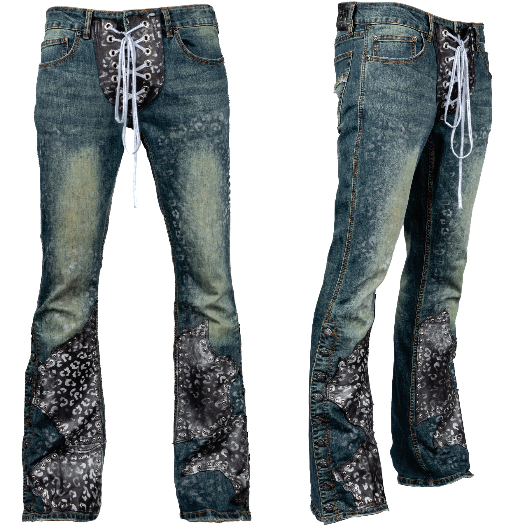 Custom Chop Shop Pants Wornstar Custom Jeans - Leopard Print - Ready to ship - Size 36x34