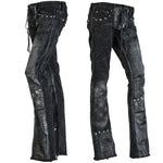 Wornstar Clothing mens custom pants. Handmade custom denim and leather rock pants.