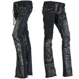 Wornstar Clothing mens custom pants. Handmade custom denim and leather rock pants.