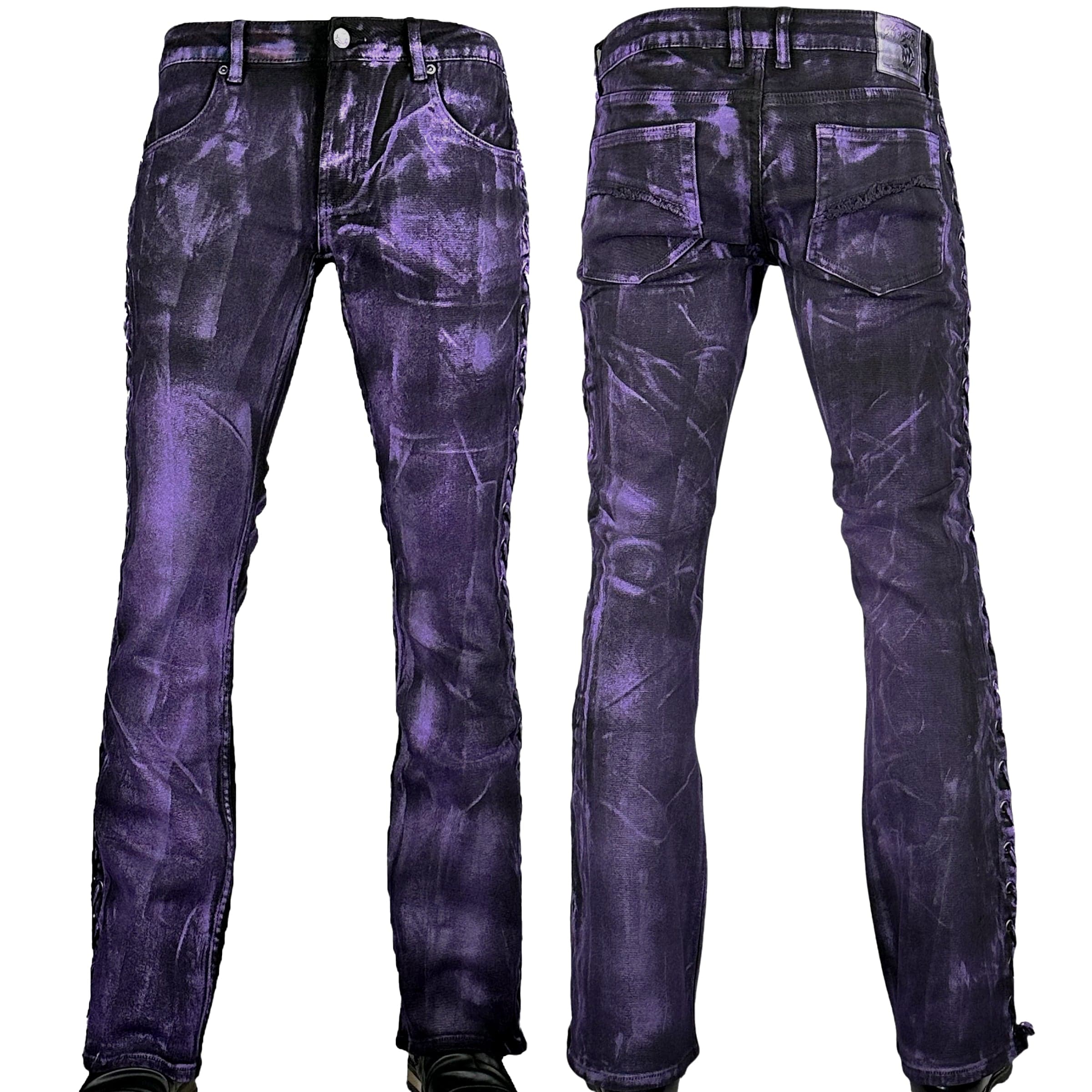 Custom Chop Shop Pants Wornstar Custom Jeans - Purple Haze Alloy Washed Side Laced