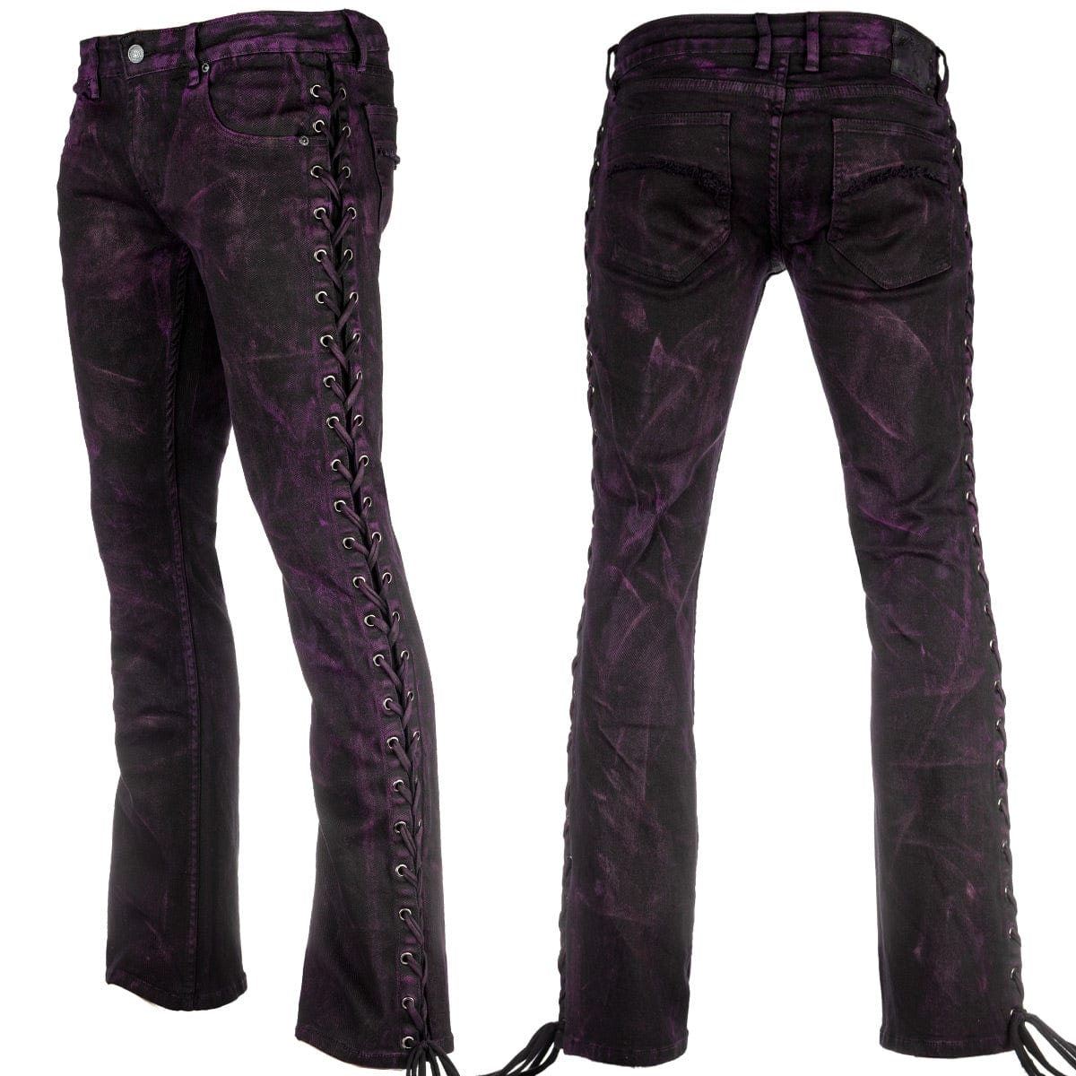 Custom Chop Shop Pants Wornstar Custom Jeans - Purple Haze Alloy Washed Side Laced