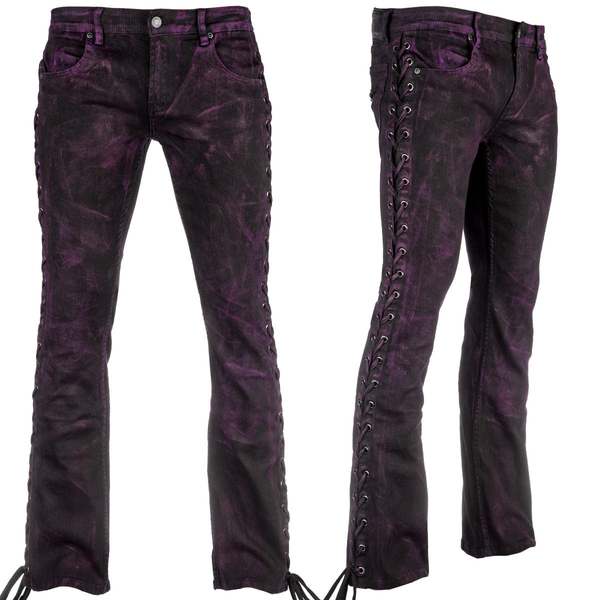 Custom Chop Shop Pants Wornstar Custom Jeans - Purple Haze Alloy Washed Side Laced