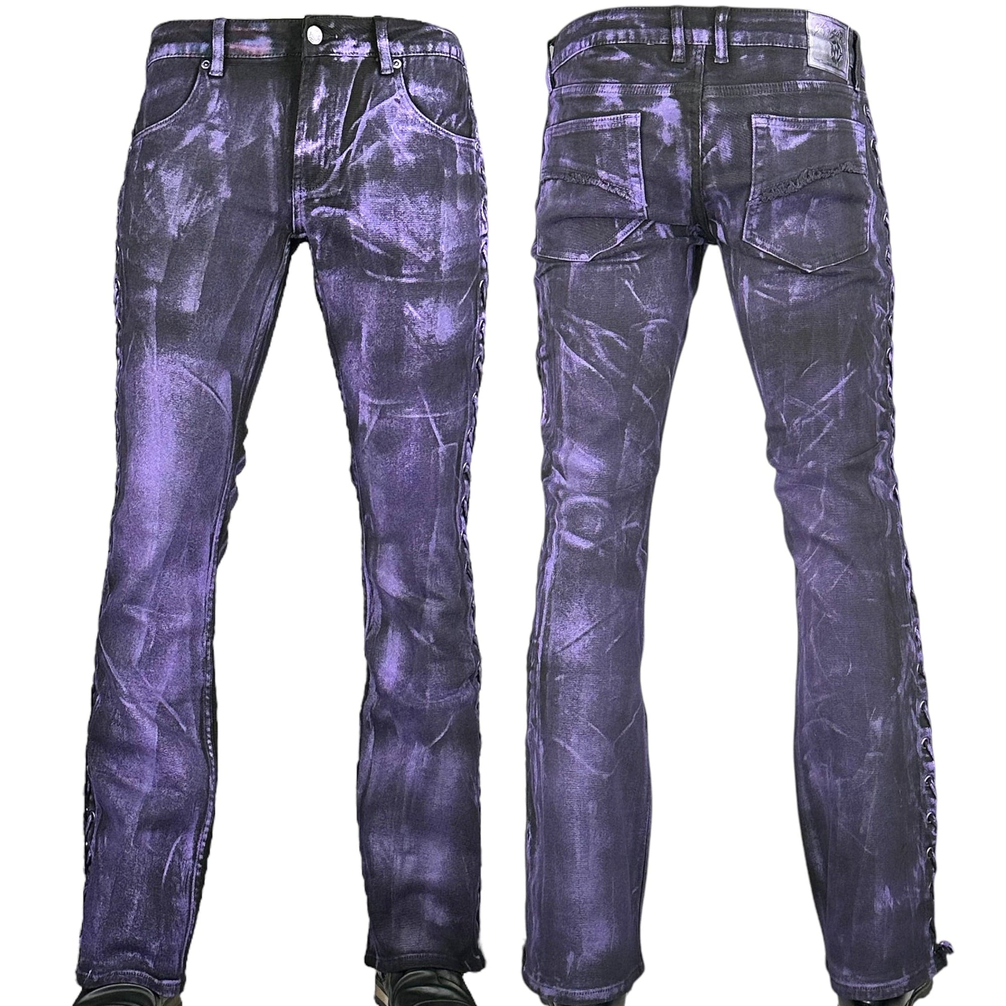 Custom Chop Shop Pants Wornstar Custom Jeans - Purple Haze Alloy Washed Side Laced