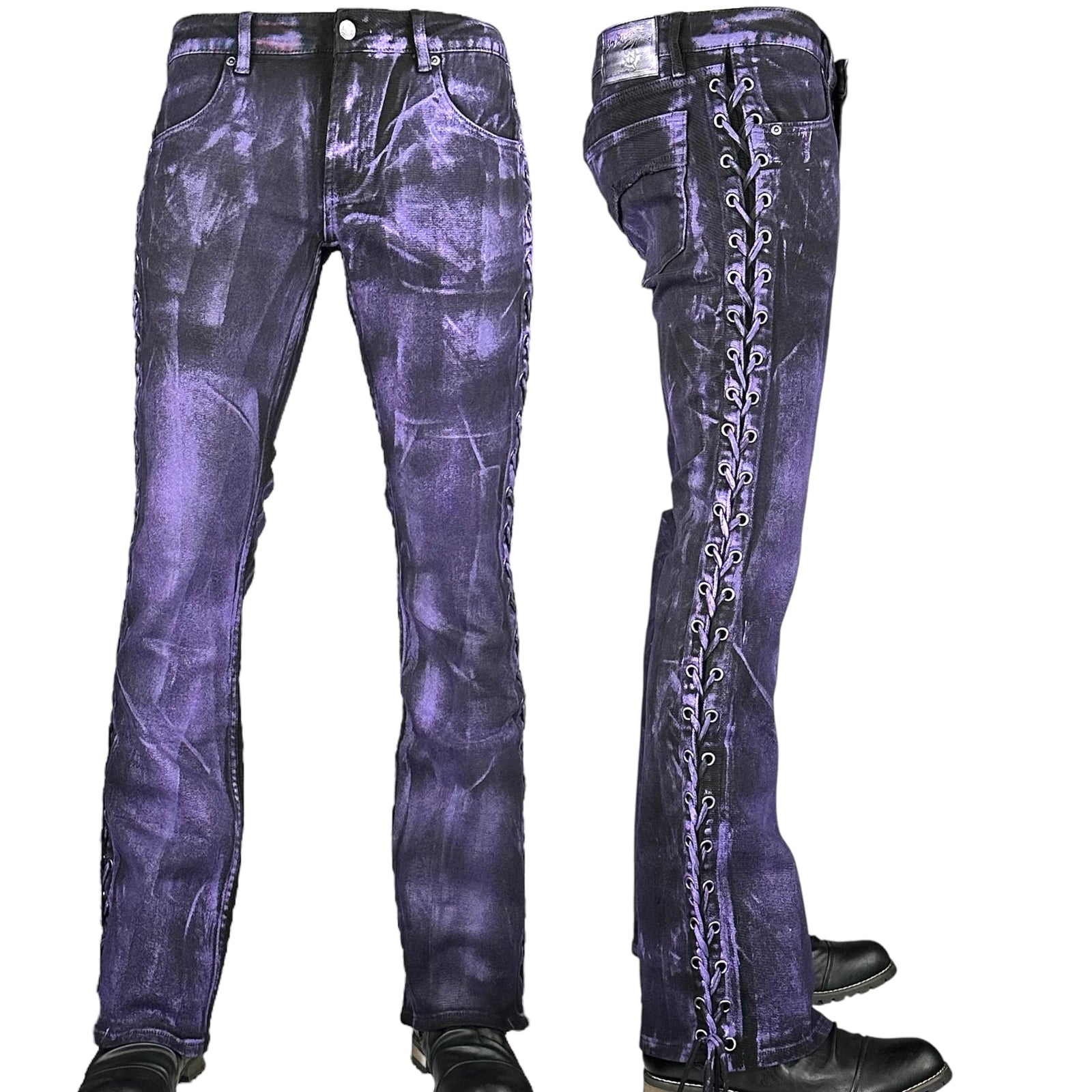 Custom Chop Shop Pants Wornstar Custom Jeans - Purple Haze Alloy Washed Side Laced