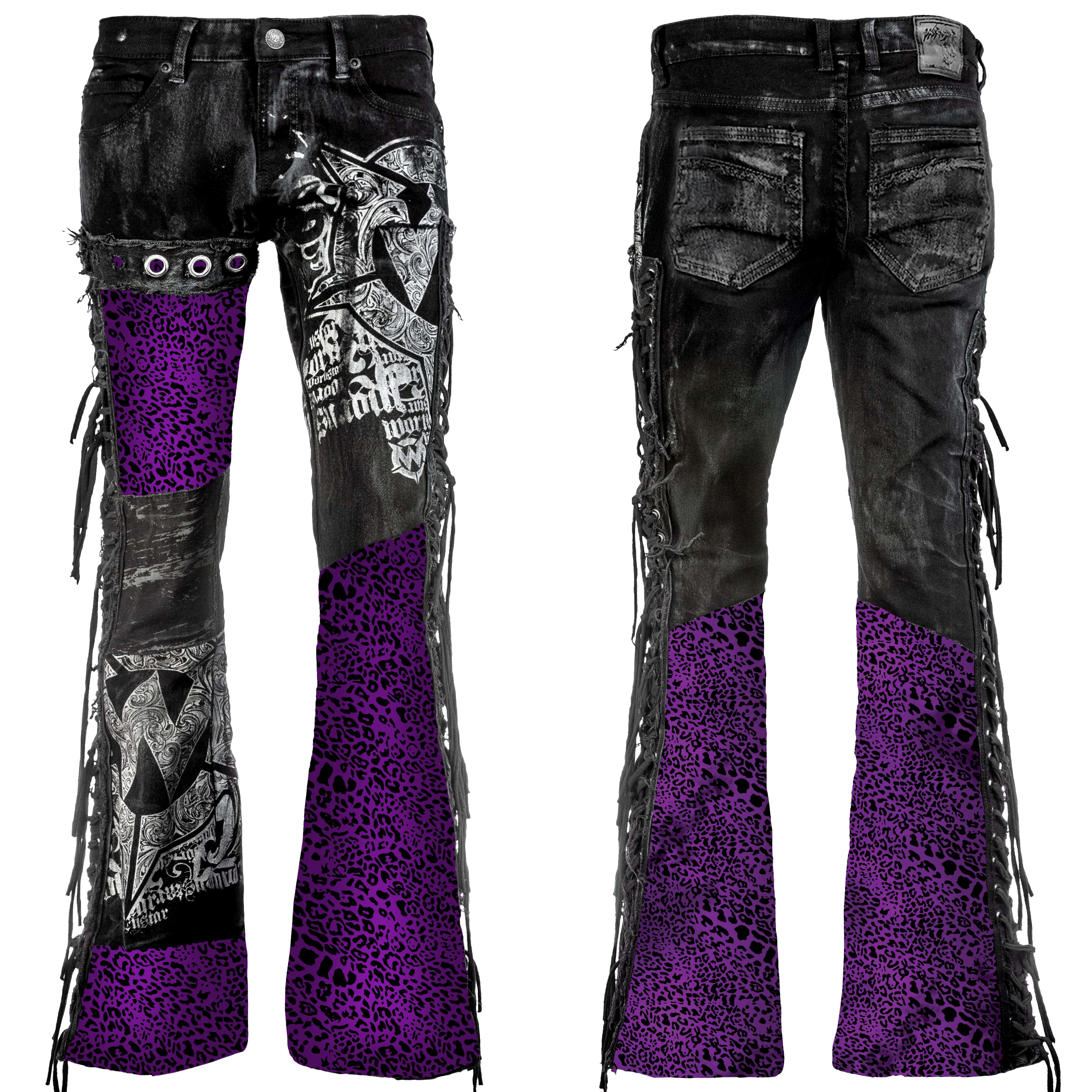 Custom Chop Shop Pants Wornstar Custom Jeans - Purple Haze Leopard Print